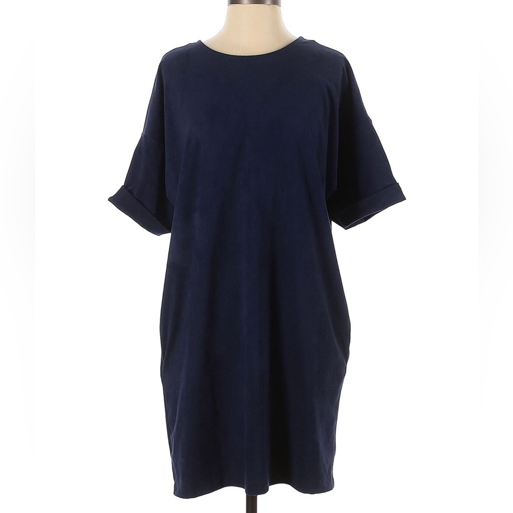 Women's Ruby Ribbon Blue Faux Suede Dress (With Pockets!) Size XL